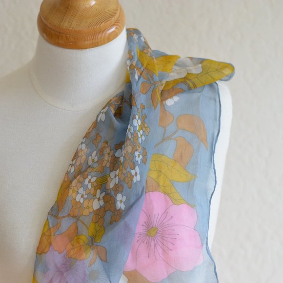 Vintage Sheer Floral Scarf - Picture 6 of 6
